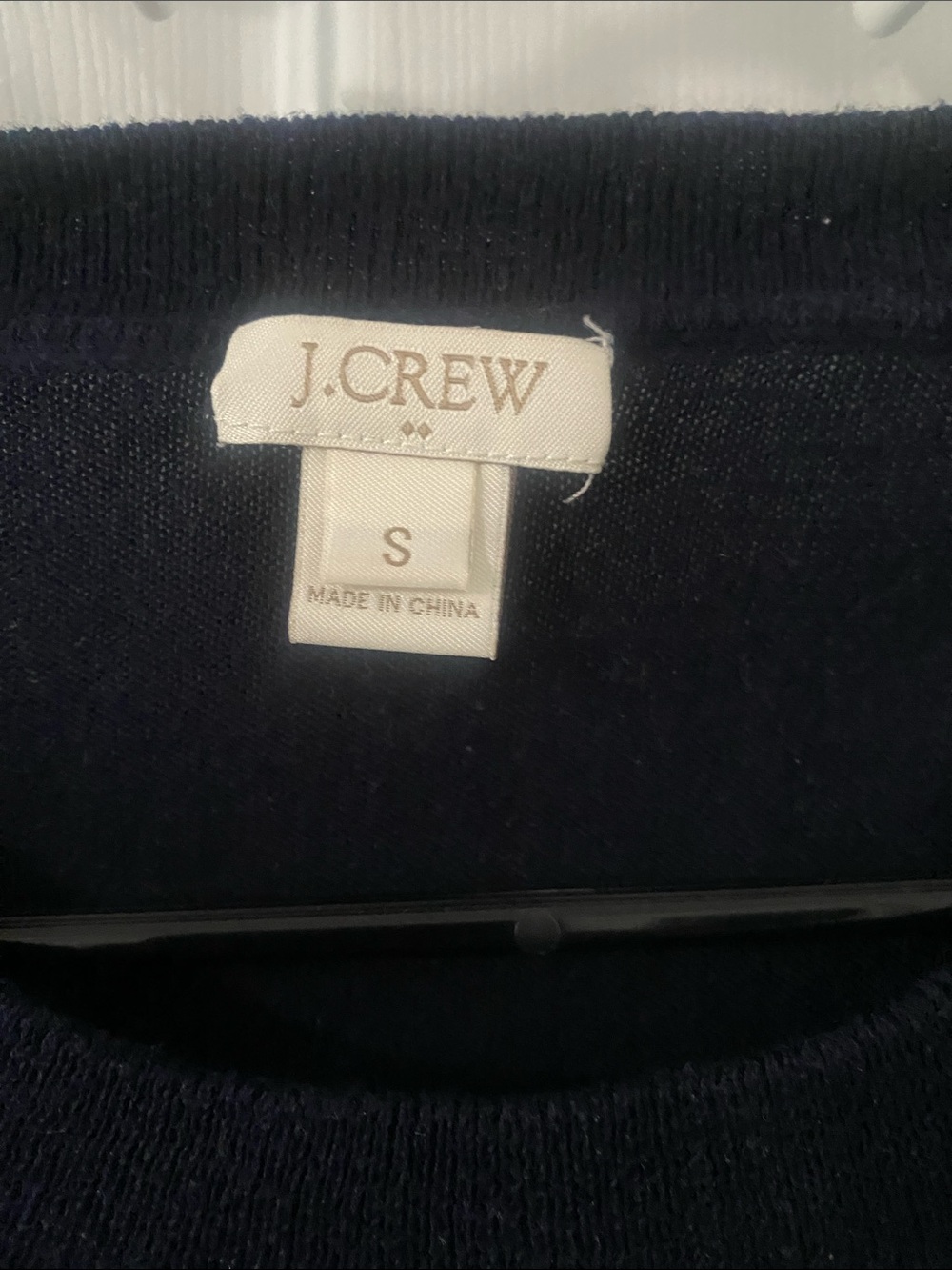 J. Crew Navy Sweater with Red Anchor Graphic 100 cot S PTP abt 18.5  3/4 sleeves - Picture 3 of 7